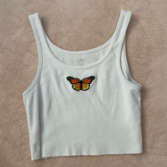 Brandy Melville White Butterfly Tank - Picture 2 of 4